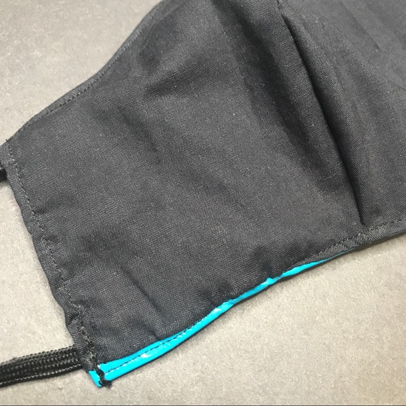 Handmade Turquoise Blue Face Mask Wet Look PVC Vinyl Cosplay Costume Rave Mens - Picture 7 of 7